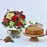 Christmas Sparkles Flower Arrangement with Cake