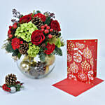Christmas Sparkles Flower Arrangement with Greeting Card