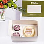 كومبو عيد الميلاد | مزهرية أقحوان و بوكس كيك