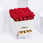 Classic Red Roses Arrangement In White Box