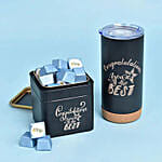 كومبو التخرج - بوكس شوكولاتة مع كوب أسود مطبوع