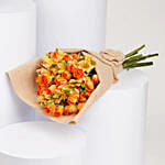 باقة ورود بيبي روز لون برتقالي في غلاف بيج أنيق