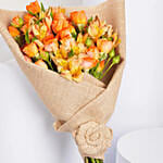 باقة ورود بيبي روز لون برتقالي في غلاف بيج أنيق