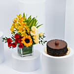 كومبو عيد الميلاد | مزهرية ورود و كيك شوكولاته