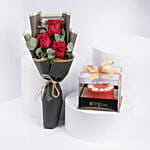 طقم رومانسي | باقة ورد وميني كيك