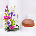 Dubai Chocolate Cake 8 Portion And Flowers