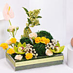 Dubai Chocolate Cake Half Kg With Flowers Arrangement