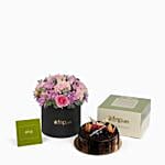 Elegant Flower Box With Chocolate Truffle Cake