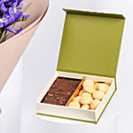 February Birthday Iris Bouquet and Treats Box Combo