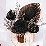 مزهرية ورد دائم مطلي بالأسود و الذهبي