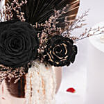 مزهرية ورد دائم مطلي بالأسود و الذهبي