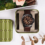 فوسيل برونسو أوتوماتيك رجالية مع باقة ورد