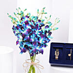 مزهرية أوركيد مع طقم مجوهرات نسائي من فوسيل