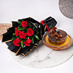 Fudge Cake For Birthday With Flowers