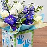 Glass Vase Arrangement Of Tulips And Roses