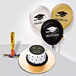 كومبو بالونات ومونو كيك ومزمار الحفلة لاحتفال التخرج