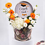 Graduation Flowers Combo In Box With Red Velvet Cake