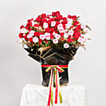 ورد عيد الحب - باقة 140 وردة جوري مشكلة في غلاف أسود