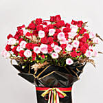 ورد عيد الحب - باقة 140 وردة جوري مشكلة في غلاف أسود