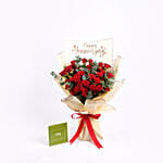 Happy Anniversary Message Roses Bouquet