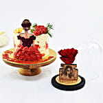 Happy Birthday Princess Red Velvet Cake and Personalised Forever Rose