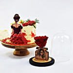 Happy Birthday Princess Red Velvet Cake and Personalised Forever Rose
