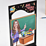 Happy Teachers Day Chocolate Cake With Carricature