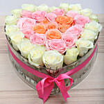Heart Shaped Mixed Roses Arrangement