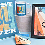 مجموعة هدايا رجالية مخصصة للأب وسادة وبرواز صورة