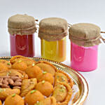 Holi Celebrations Gujiya Tray with Colors
