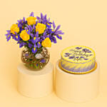 Iris Flower and Birthday Chocolate Cake