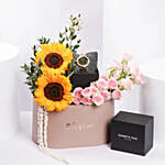 باقه ورد مع ساعة كينيث كول نيويورك بلؤلؤ وكريستال للنساء