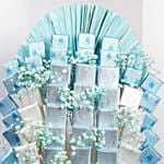 هدايا المولودة الجديدة بنت في بوكس مخصص وردي اللون