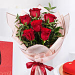 Love Expression Valentine 6 Rose With Cake