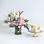 Love Mom Flowers Arrangement With Cake