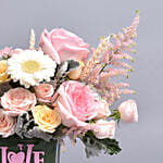 Love You Mom Flowers in a Glass Vase