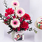 كومبو يوم المرأة الإماراتية | باقة ورد وكيكة