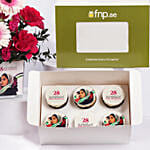 Luxury Emirati Womens Day Flower Arrangement With Cupcake