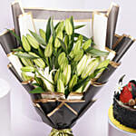 Luxury Lilies With Chocolate Fudge Fantasy Cake