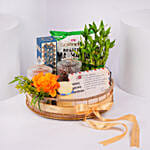 Luxury Rakhi Gift With Harmony Beads Rakhi In Round Gold Tray