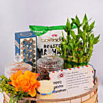 Luxury Rakhi Gift With Harmony Beads Rakhi In Round Gold Tray