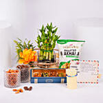 Luxury Rakhi Gift With Harmony Beads Rakhi In Round Gold Tray