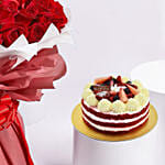 Majestic Red Roses With Red Velvet Birthday Cake