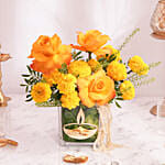 Marigold And Roses Diwali Arrangement