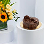 كومبو عيد الميلاد | مزهرية ورد و كيك فدج شوكولاته