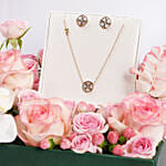 Mother of Pearl Floral Jewellery Set Gift Tray For Her