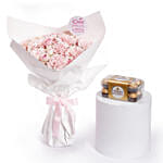 Mothers day Roses and Carnation Bouquet With Ferrero Rocher