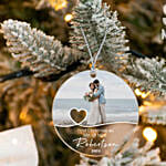 زينة شجرة كرسماس لعيد الزواج مخصصة بالاسم والصورة