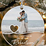 زينة شجرة كرسماس لعيد الزواج مخصصة بالاسم والصورة