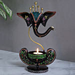Multicolor Iron Ganesha Tea Light Candle Stand
